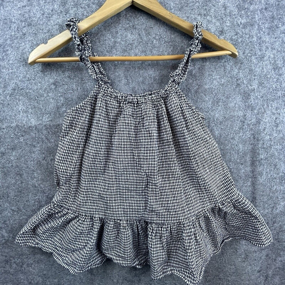 Madewell Tank Top Womens 0‎ XS Plaid Peplum Ruffle Cropped Farm Country Girl
